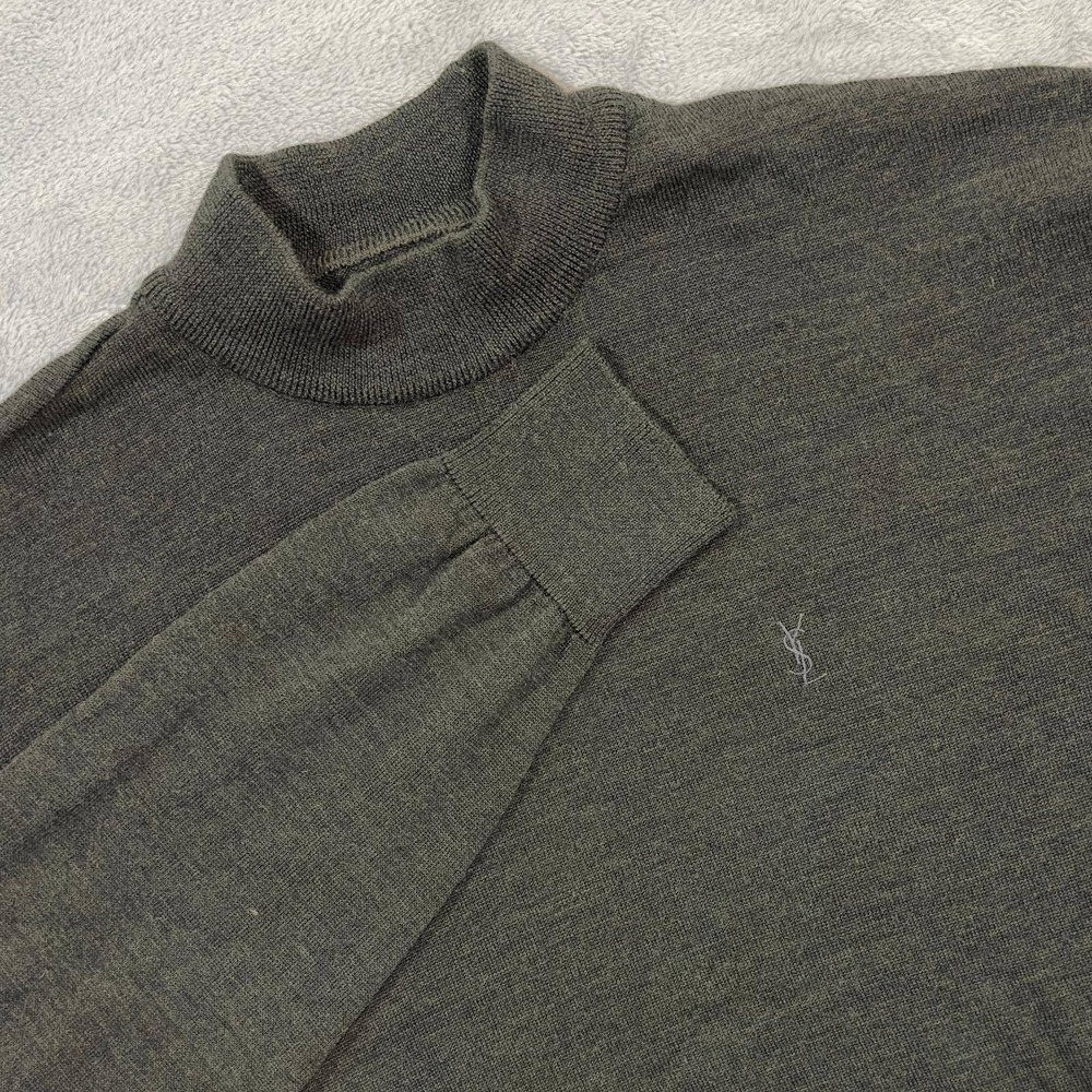Vintage 90's Yves Saint Laurent YSL Mock Neck Sweater Size 10 Olive Men's Large
